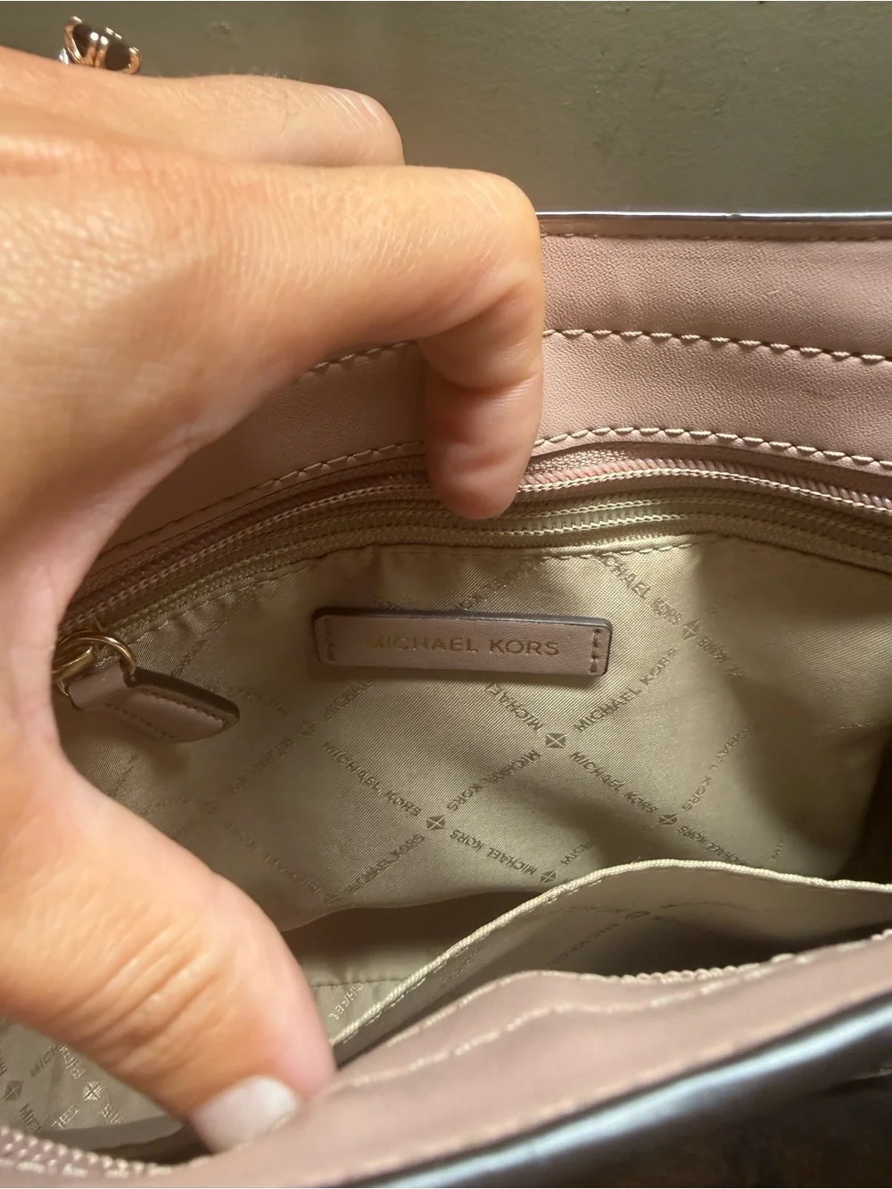 Michael Kors Pink Logo Crossbody Bag with Center Stripe